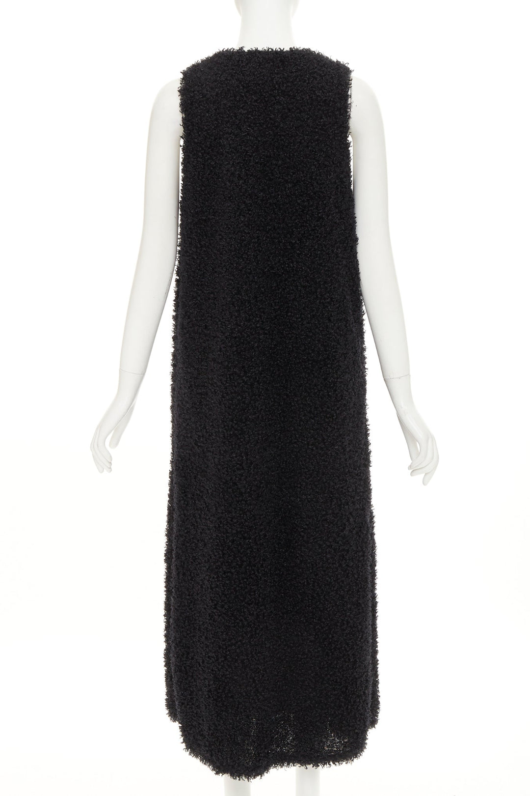 MELITTA BAUMEISTER 2017 Runway black fluffy plunge neckline midi dress S