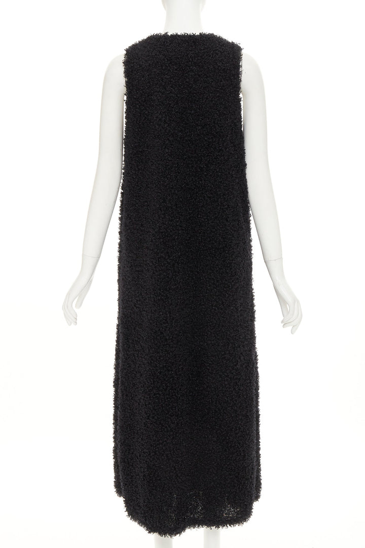 MELITTA BAUMEISTER 2017 Runway black fluffy plunge neckline midi dress S