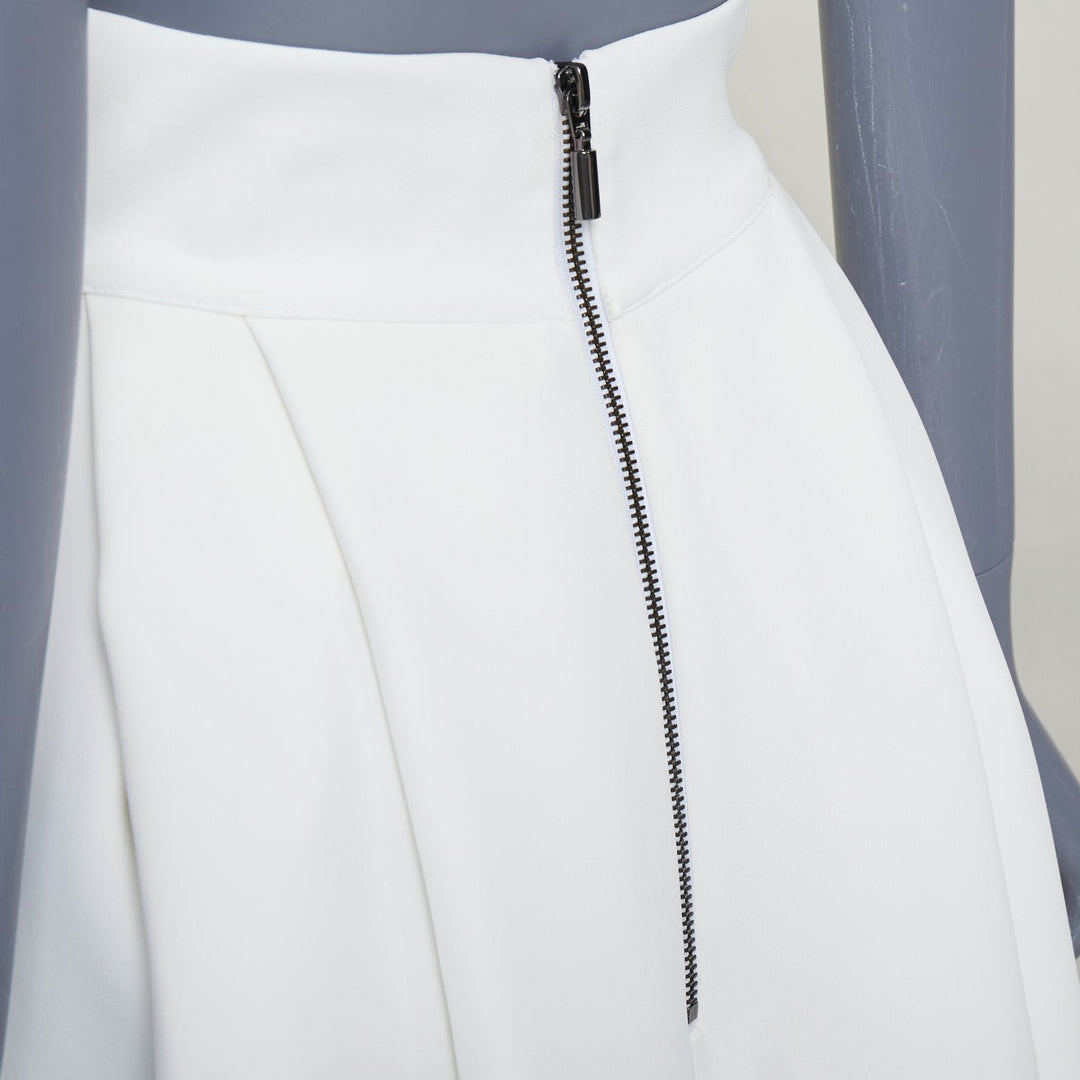 MATICEVSKI 2020 Fondness cream crepe pleated front drape hi low full skirt AU8 S