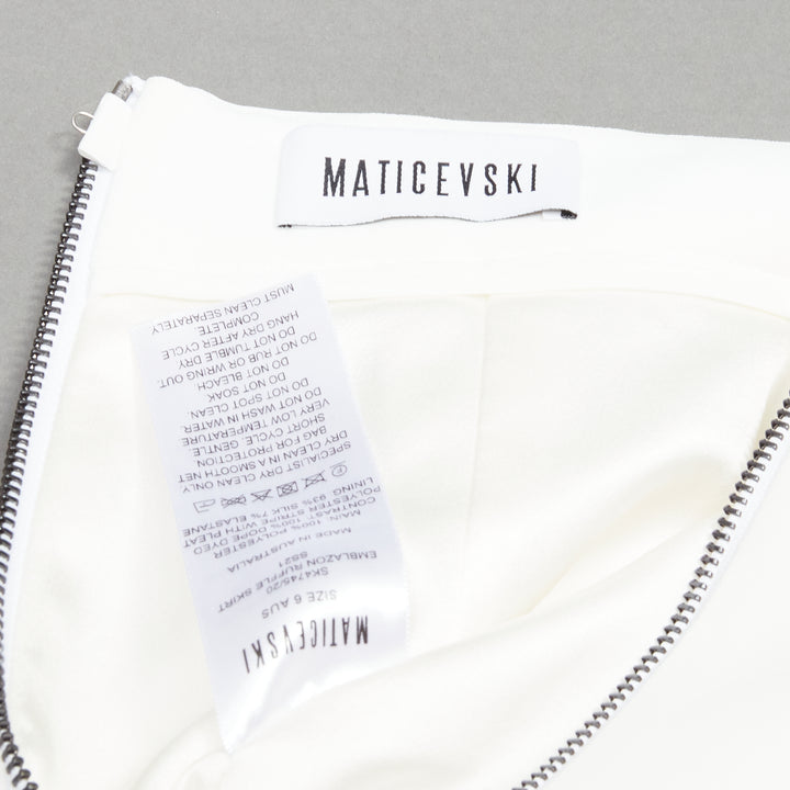 MATICEVSKI 2021 Emblazon Ruffle white pleated check peplum skirt AUS6 S