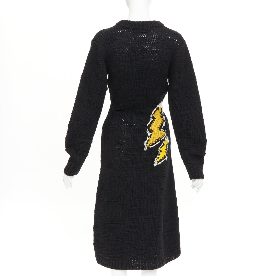 PRADA 2019 Runway Frankenstein black yellow Intarsia edge dress IT