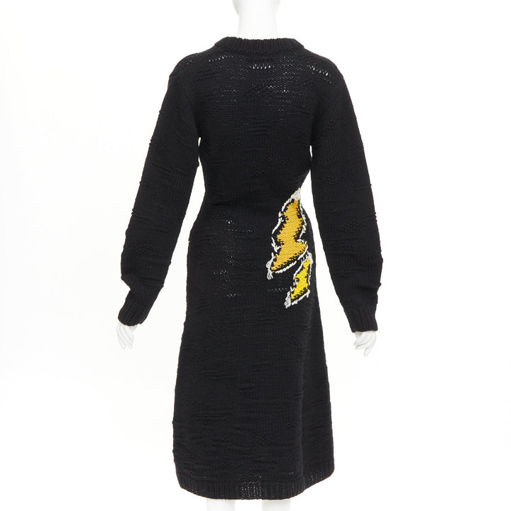 PRADA 2019 Runway Frankenstein black yellow Intarsia edge dress IT