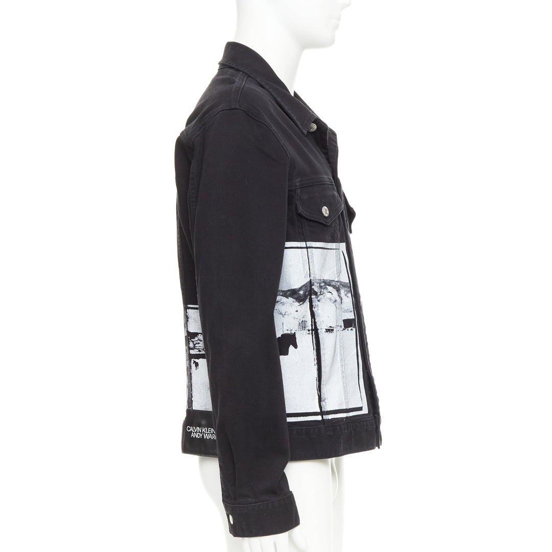 CALVIN KLEIN 205W39NYC Raf Simons Andy Warhol black pop art trucker jacket L
