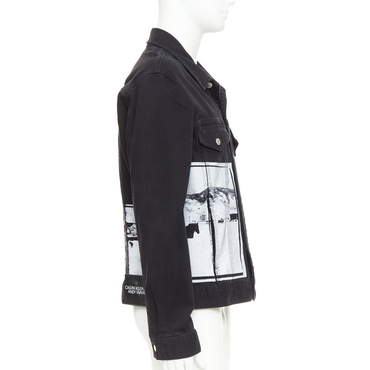 CALVIN KLEIN 205W39NYC Raf Simons Andy Warhol black pop art trucker jacket L