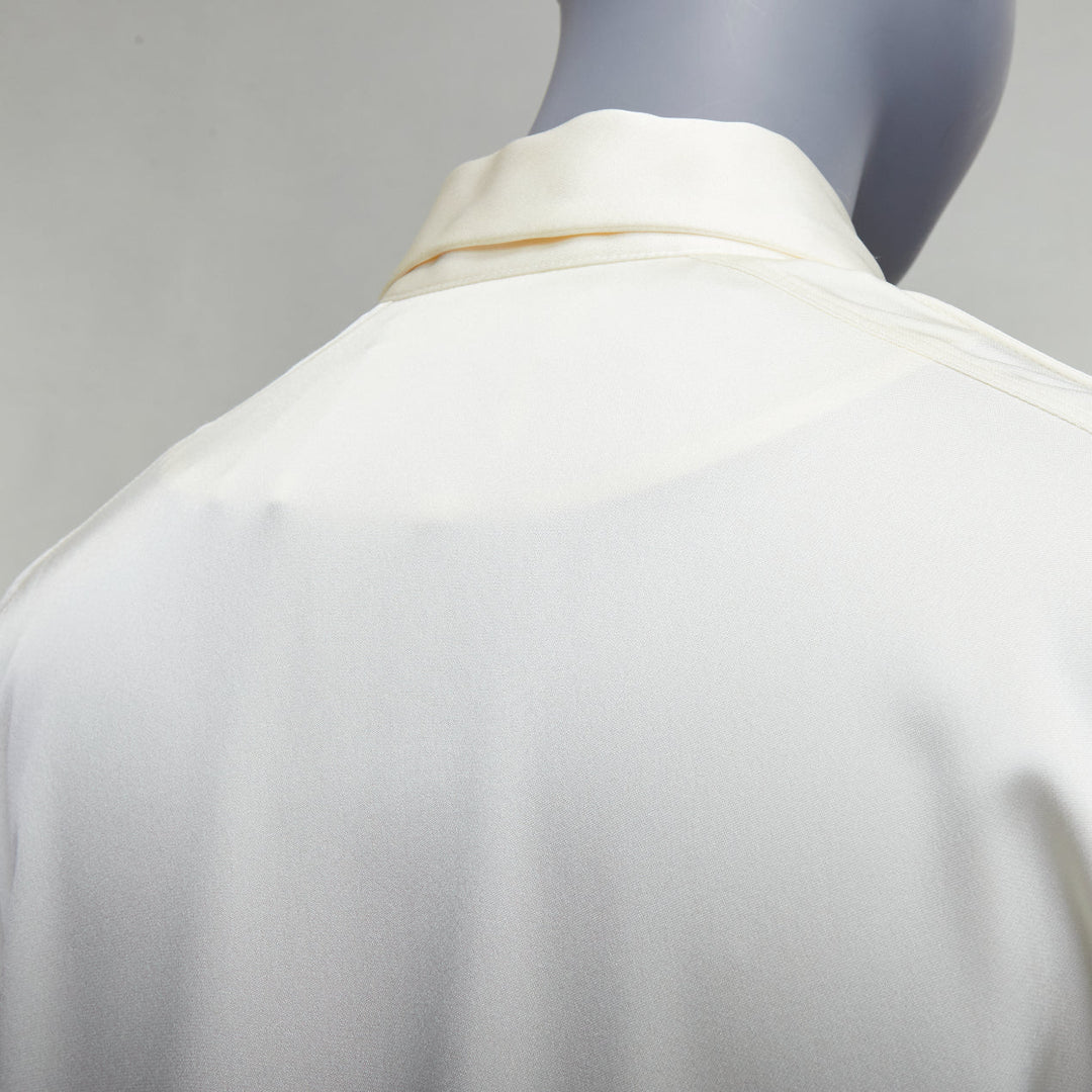 BOTTEGA VENETA 100% silk cream ruched raglan sleeves shirt IT36 XXS