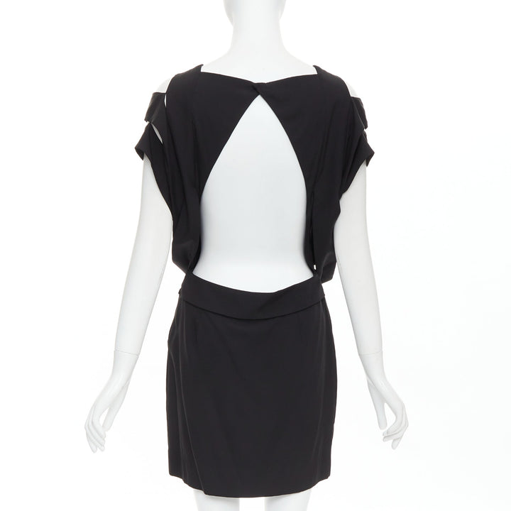 STELLA MCCARTNEY 2008 black silk intrecciato woven open back dress IT40 S