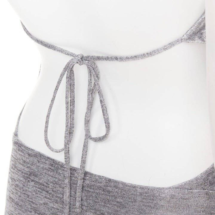 ALEXANDRE VAUTHIER platinum metallic coated jersey halter backless dress FR38 M