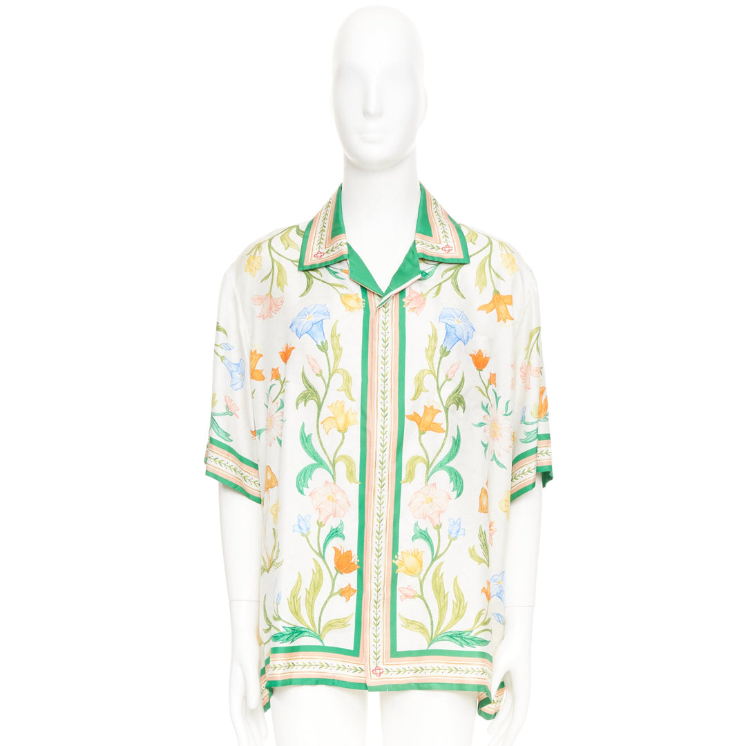 CASABLANCA 2023 L'Arche Fleurie printed silk cuban collar bowling shirt top XXL