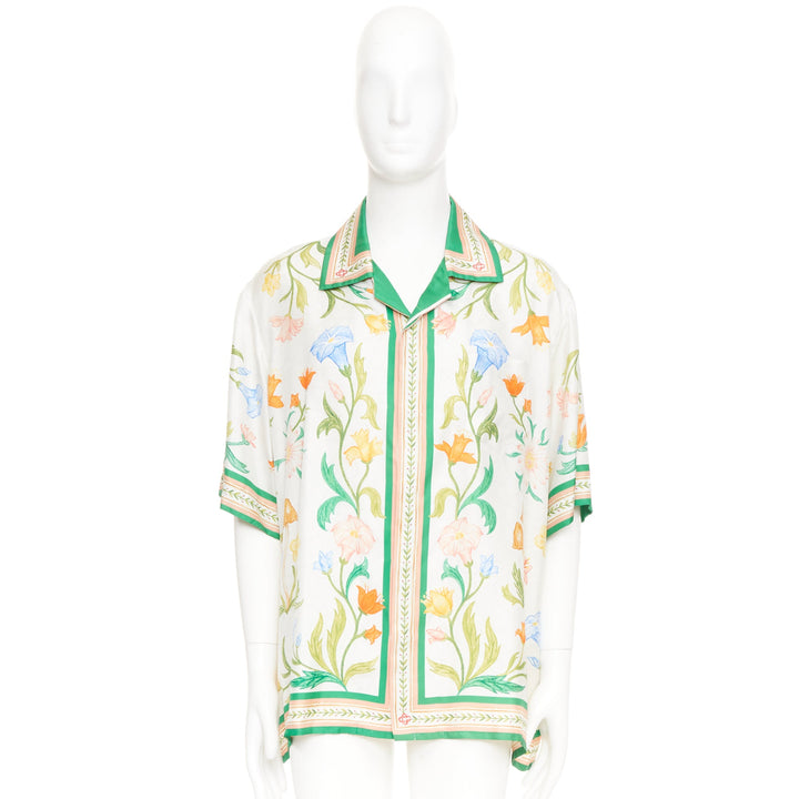 CASABLANCA 2023 L'Arche Fleurie printed silk cuban collar bowling shirt top XXL