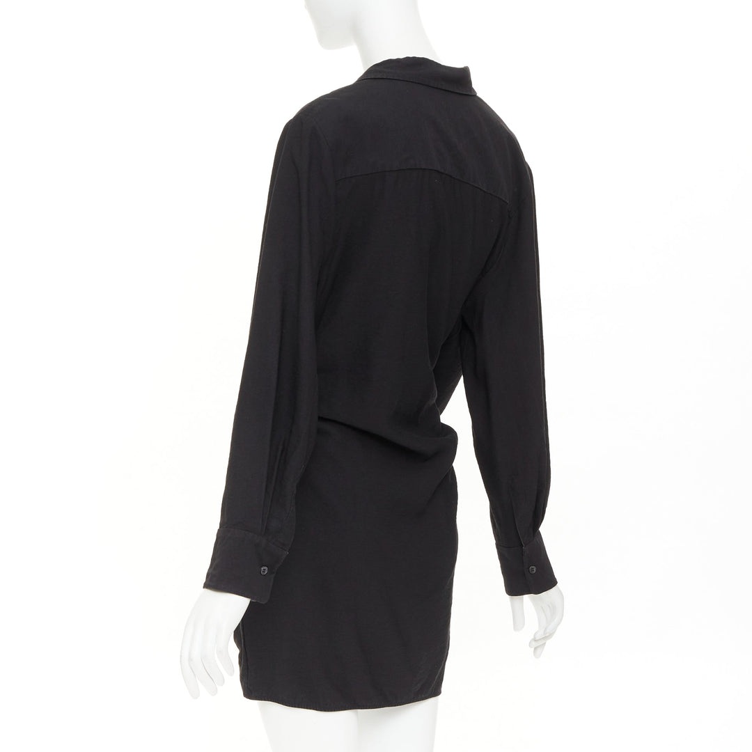 JACQUEMUS Le Splash La Robe Bahia black plunge asymmetric drape dress FR38 M
