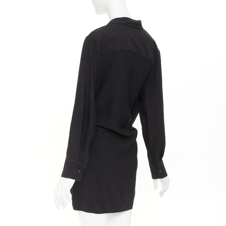 JACQUEMUS Le Splash La Robe Bahia black plunge asymmetric drape dress FR38 M