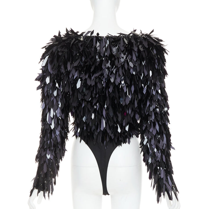 rare ALEXANDRE VAUTHIER COUTURE AW2023 Runway black filigree pailette beaded top