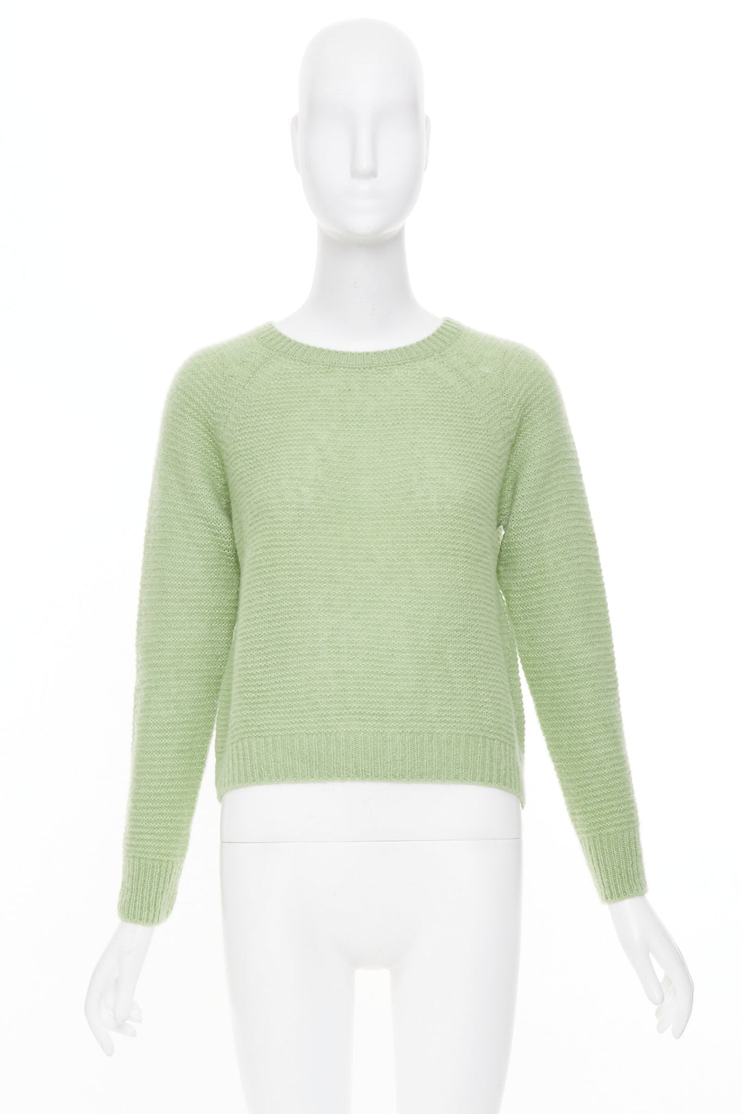 MAX MARA 2019 sage light green textured waffle knit cashmere silk sweater XS