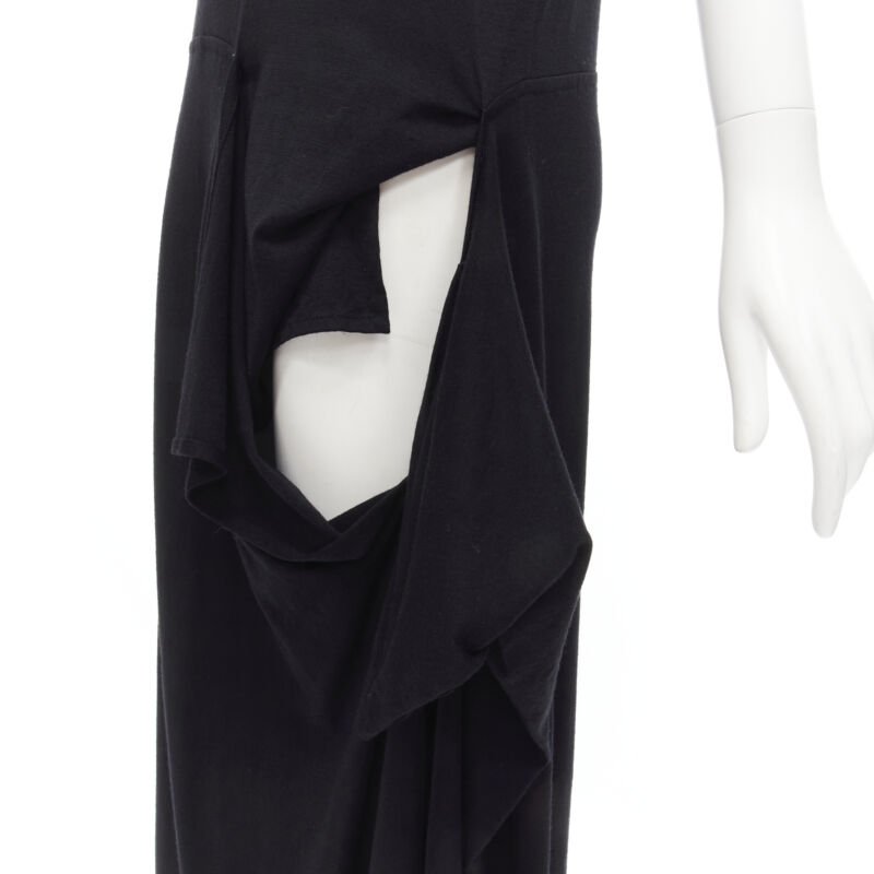 COMME DES GARCONS 1980s Vintage draped cut out detail scoop neck midi dress M