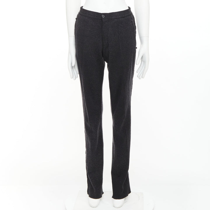 LANVIN grey wool blend raw edge elastic waistband jogger pants FR46 S