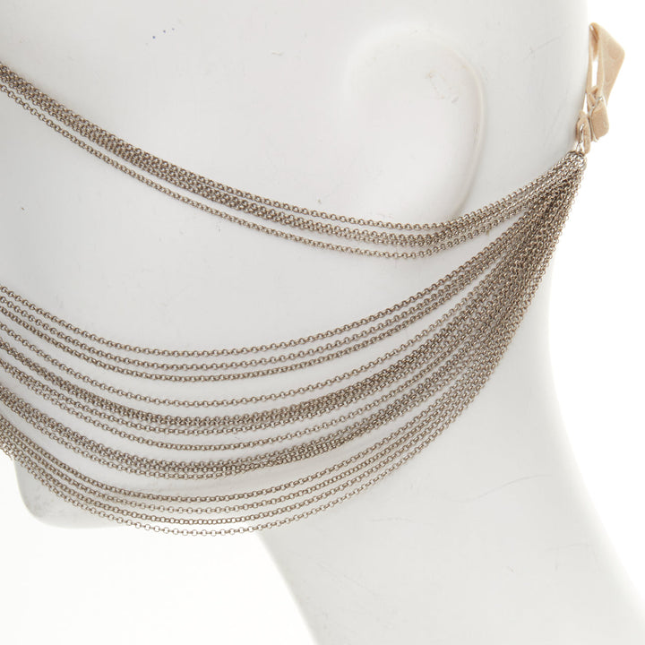 rare GUCCI Runway silver tone GG medallion goth punk overhead head chain mask