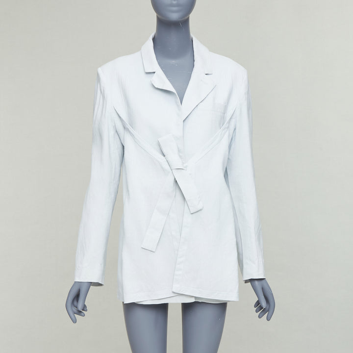 JACQUEMUS Le Coup De Soleil blue hemp virgin wool blend blazer FR34 XS