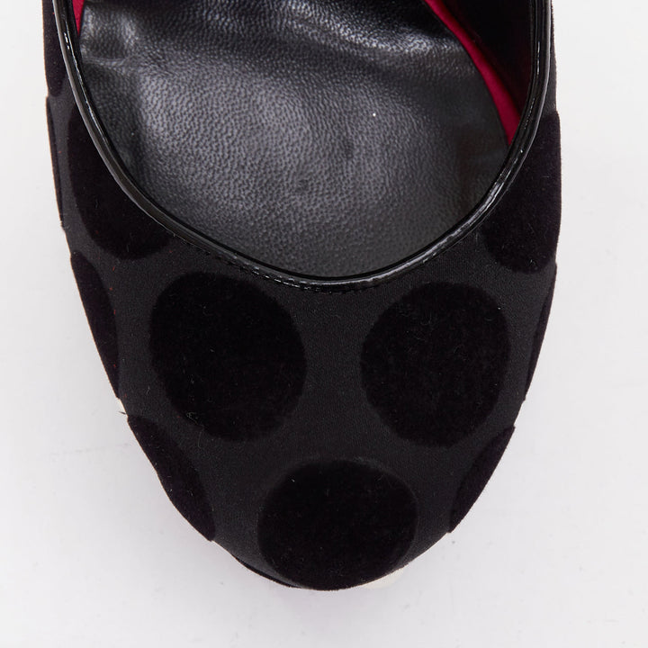 NICHOLAS KIRKWOOD Casati black velvet polka dot pearl platform pumps EU37.5