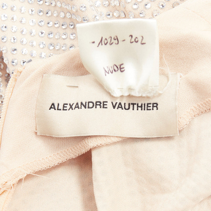 ALEXANDRE VAUTHIER Bridal ivory nude diamond strass crystal long gown dress