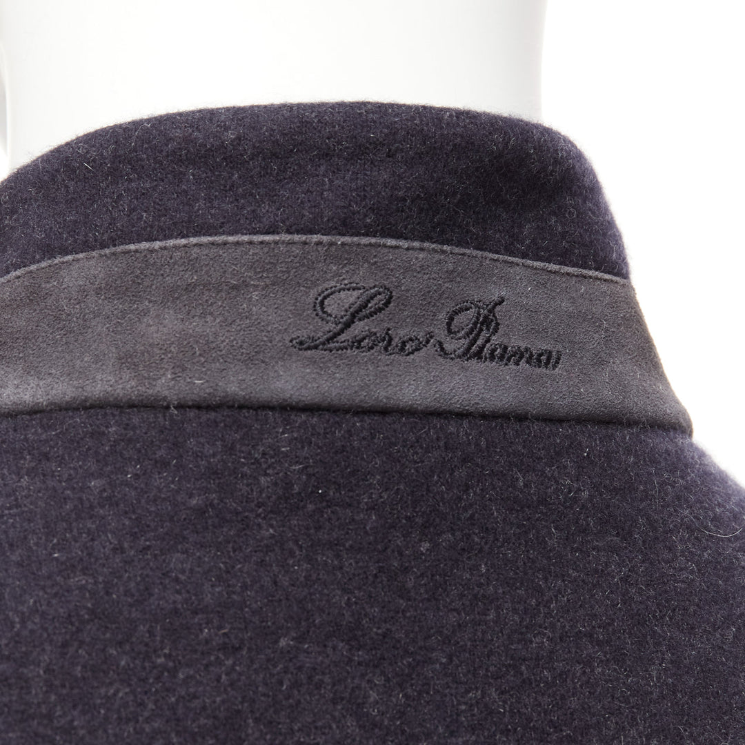 LORO PIANA 100% cashmere navy grey suede patch zip up jacket S