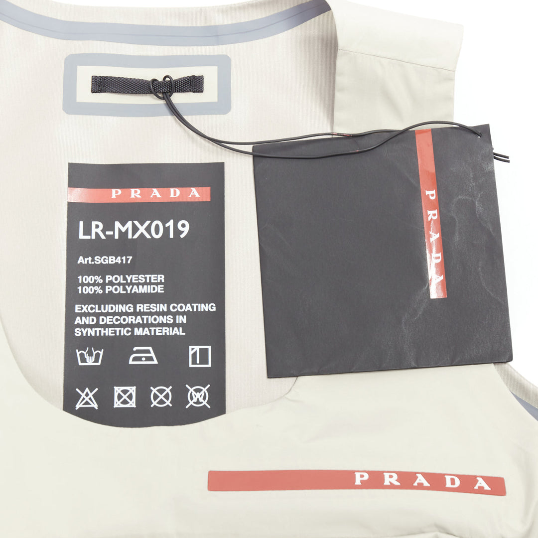 PRADA Linea Rossa LR-MX019 Technical fabric beige large pocket utility vest M