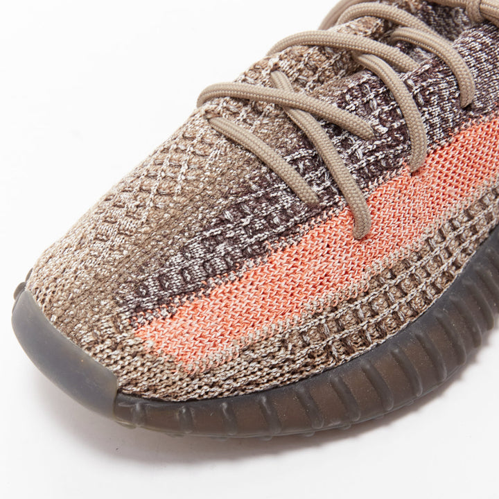 YEEZY Boost 350 V2 Ash Stone orange knit lace up chunky sneakers UK8 EU42