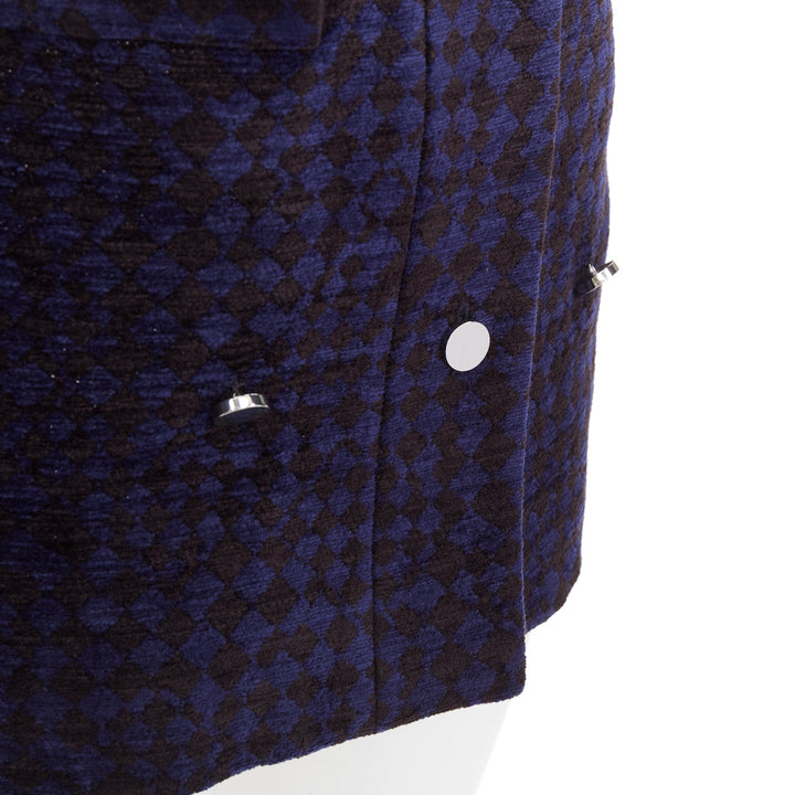 THE ROW 2018 black blue textured velvet double breasted coat US2 S