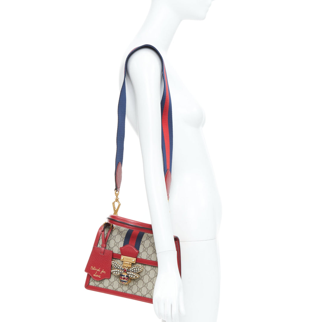 GUCCI 2017 Queen Margaret small GG supreme canvas leather top handle bag