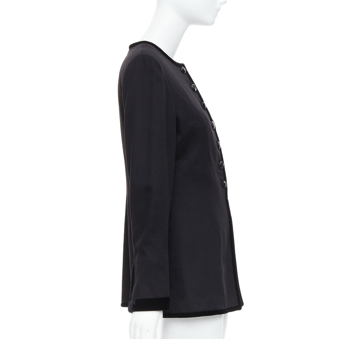 VALENTINO Vintage black wool velvet trim faceted button jacket UK10 M