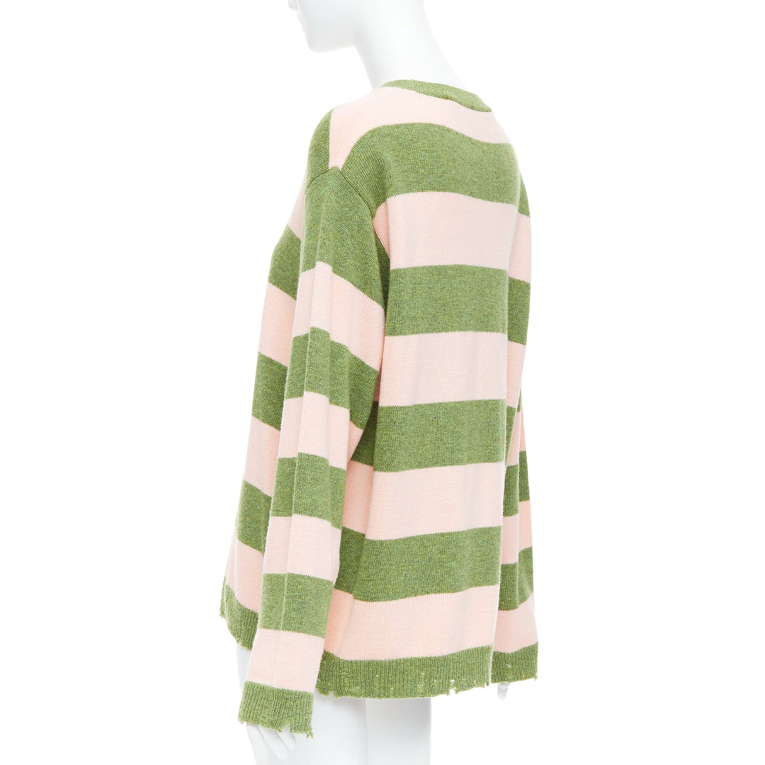 MARC JACOBS Grunge Sweater pink green distressed wool oversized sweater M