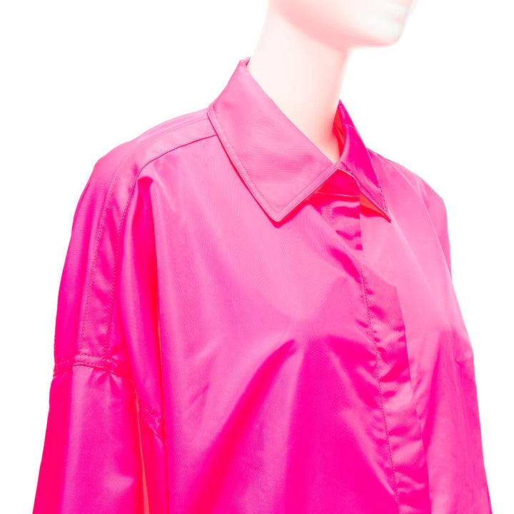 FRANKIE SHOP Perla hot pink nylon oversized shell shirt jacket XS