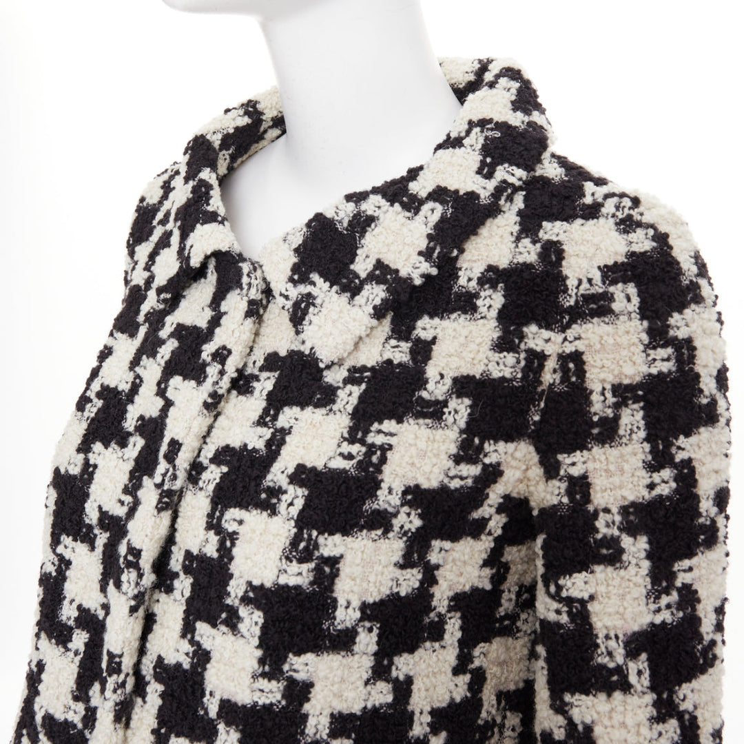 VALENTINO 2025 Runway Mossi Faux Fur Houndstooth wool tweed jacket IT36 XS