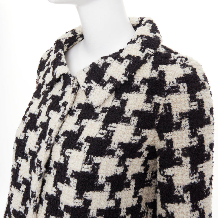VALENTINO 2025 Runway Mossi Faux Fur Houndstooth wool tweed jacket IT36 XS