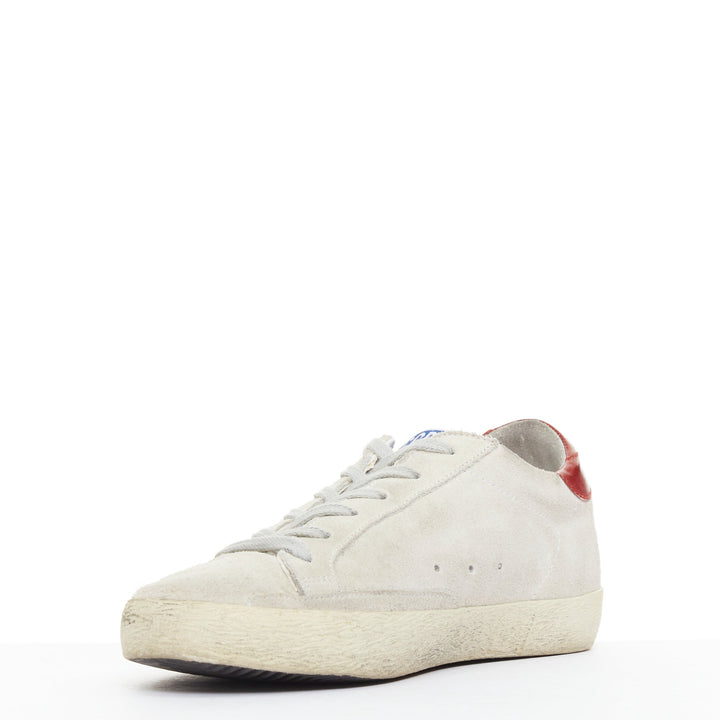 GOLDEN GOOSE SuperStar grey suede red metallic trim star distressed sneaker EU38