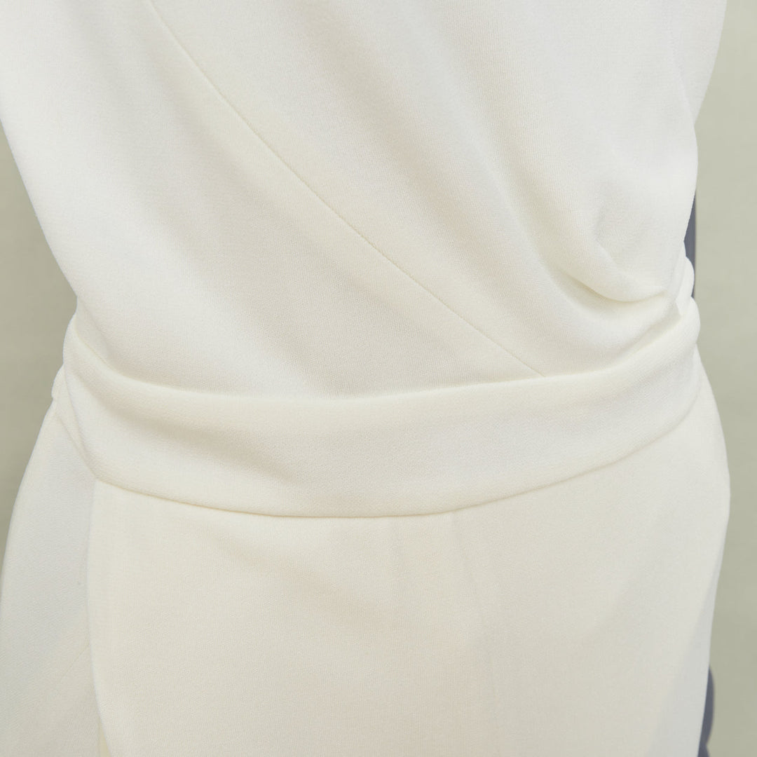 NARCISO RODRIGUEZ elegant draped wrap panel ivory viscose midi dress IT38 XS