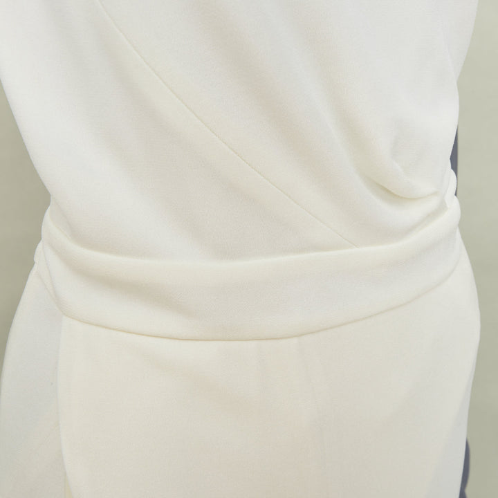 NARCISO RODRIGUEZ elegant draped wrap panel ivory viscose midi dress IT38 XS