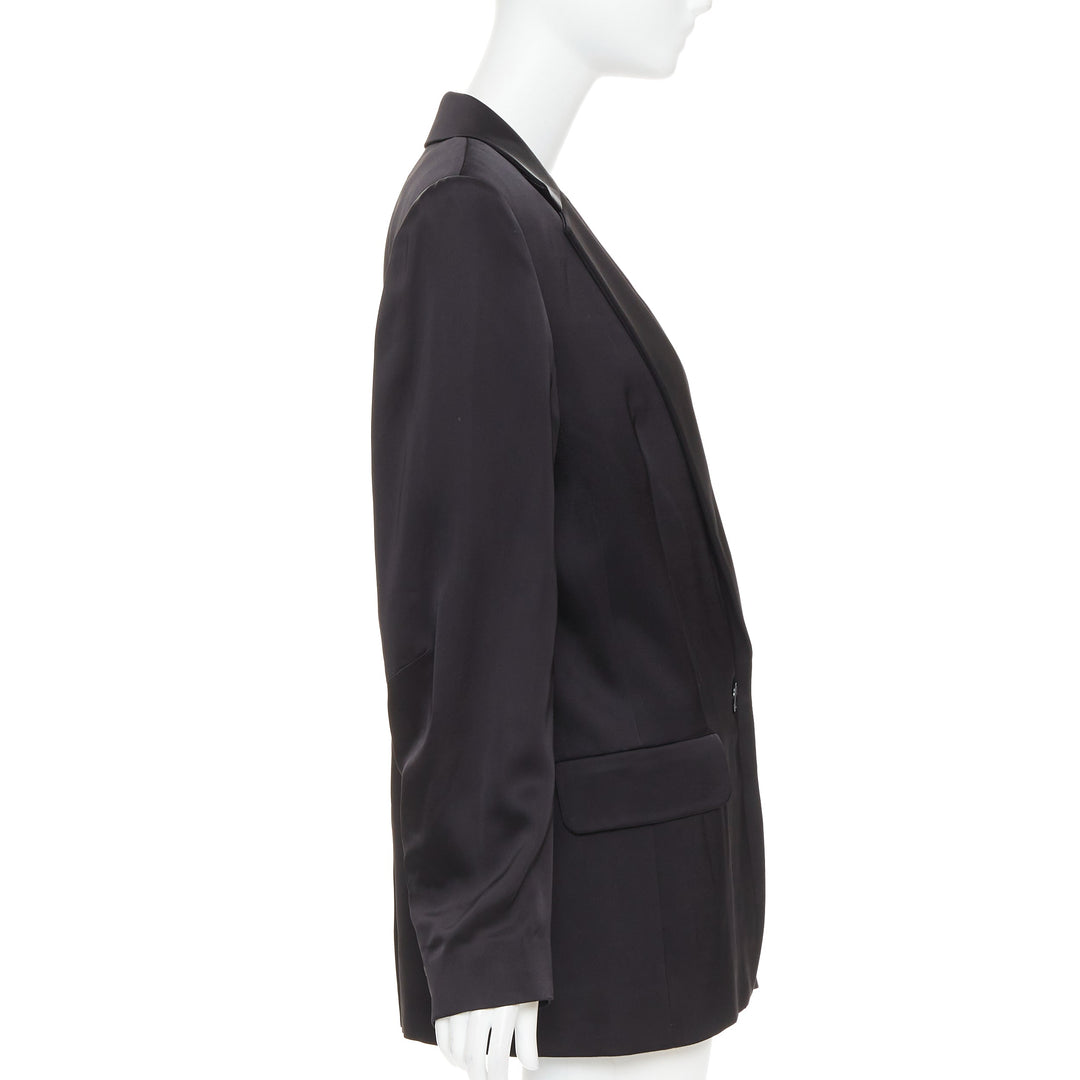 ALEXANDRE VAUTHIER black viscose flap pockets oversized blazer jacket FR40 L