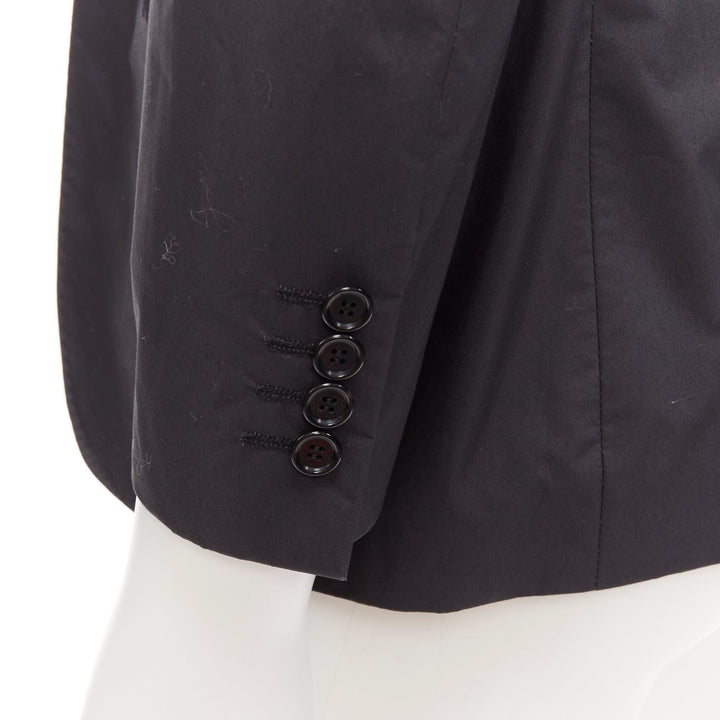 LANVIN dark grey cotton blend nylon minimal single breast suit blazer EU44 XS