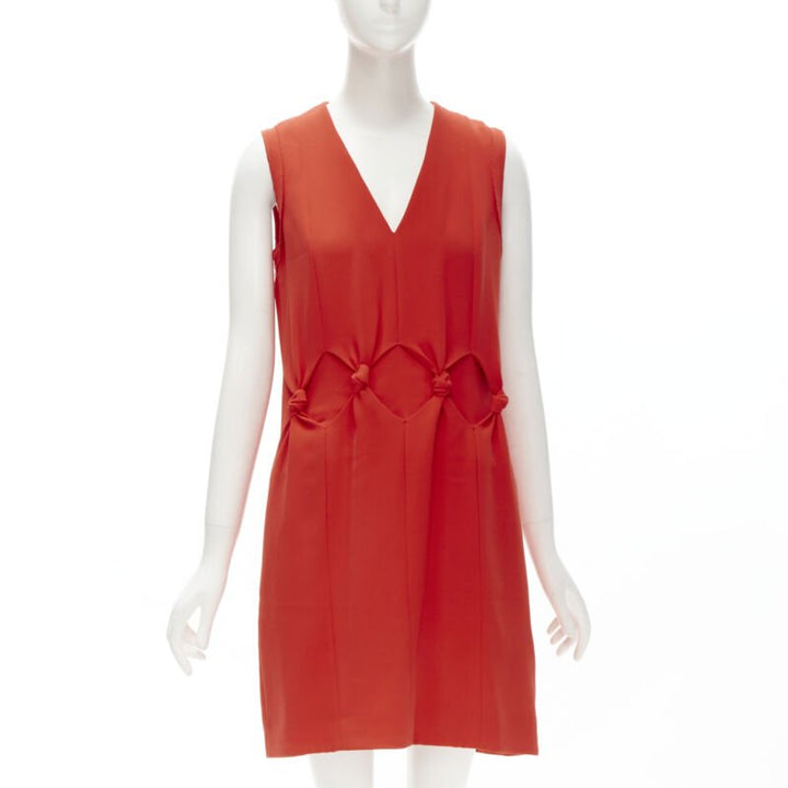 VVB VICTORIA BECKHAM red polyester crepe knot detail cocktail dress UK8 S