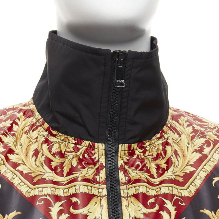 VERSACE Le Pop Classique black red Barocco print nylon track jacket IT52 XL