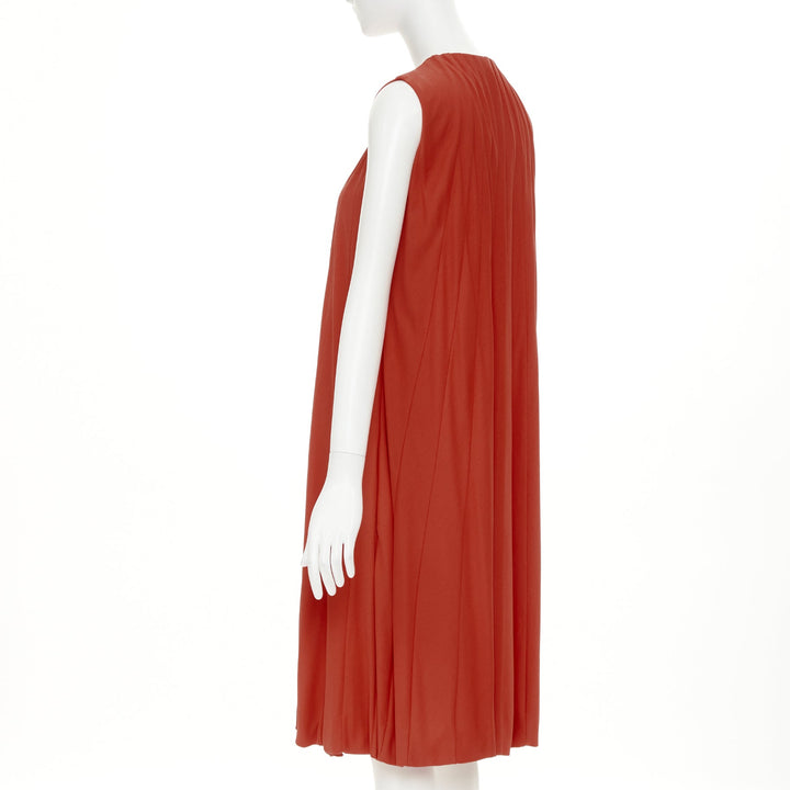 GUCCI 2007 red viscose blend keyhole pleated draped dress IT42 M