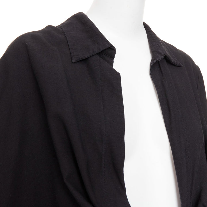 JACQUEMUS Le Splash La Robe Bahia black plunge asymmetric drape dress FR38 M
