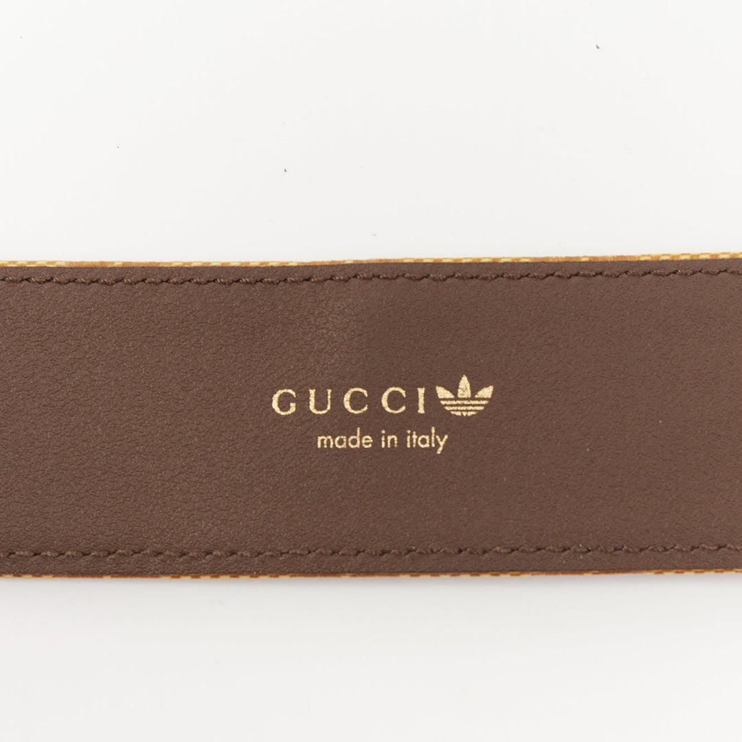 GUCCI ADIDAS 2022 GG Marmont brown coated canvas monogram white leather belt