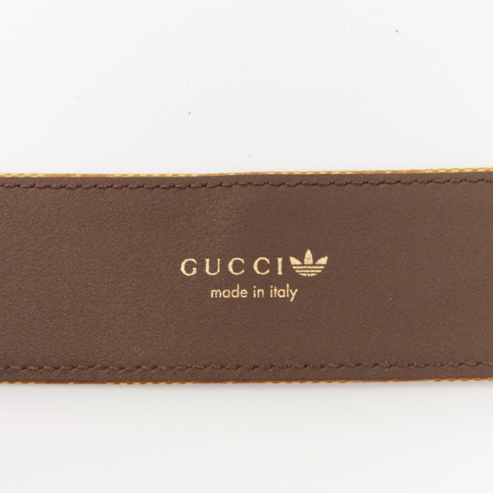 GUCCI ADIDAS 2022 GG Marmont brown coated canvas monogram white leather belt