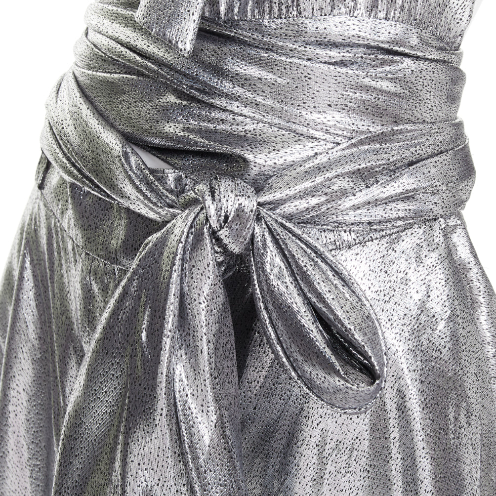 ALEXANDRE VAUTHIER COUTURE SS2021 Runway silver lame halter bloomer pants set