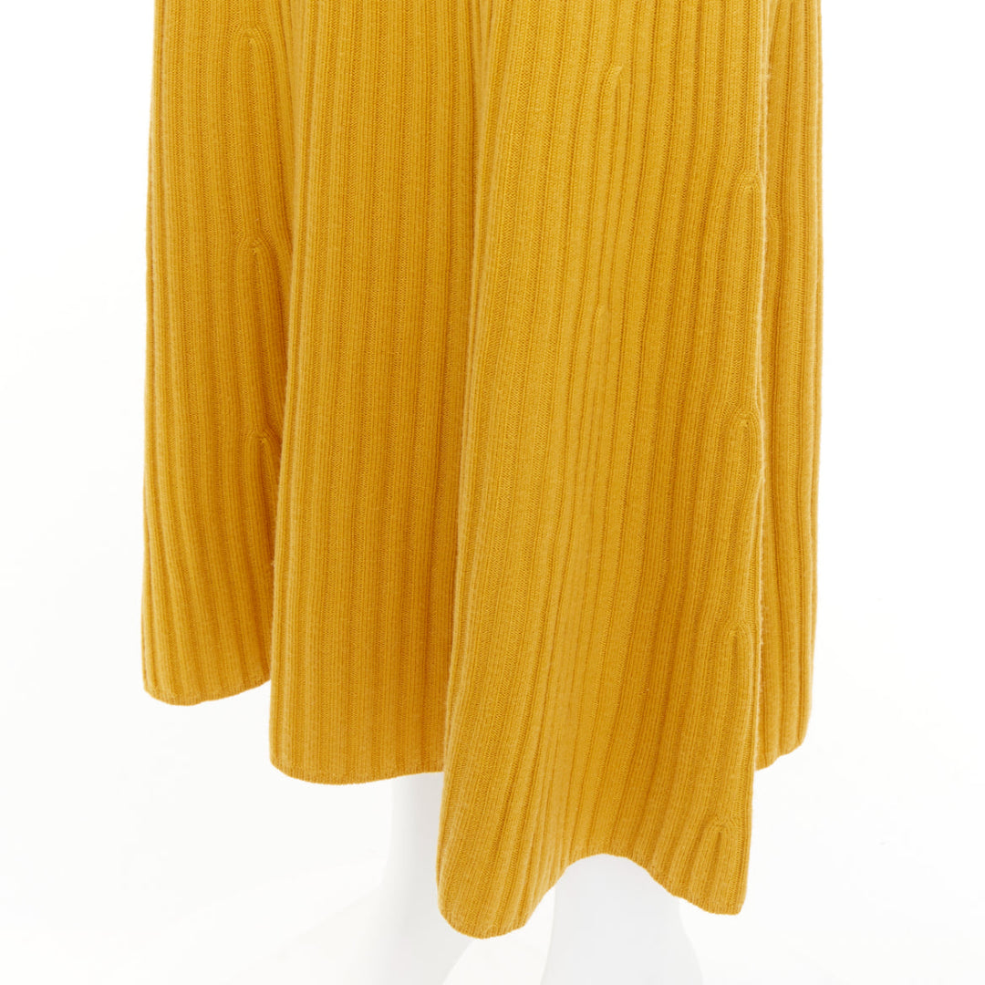 GABRIELA HEARST Meier mustard yellow wool cashmere knit belted midi dress XS