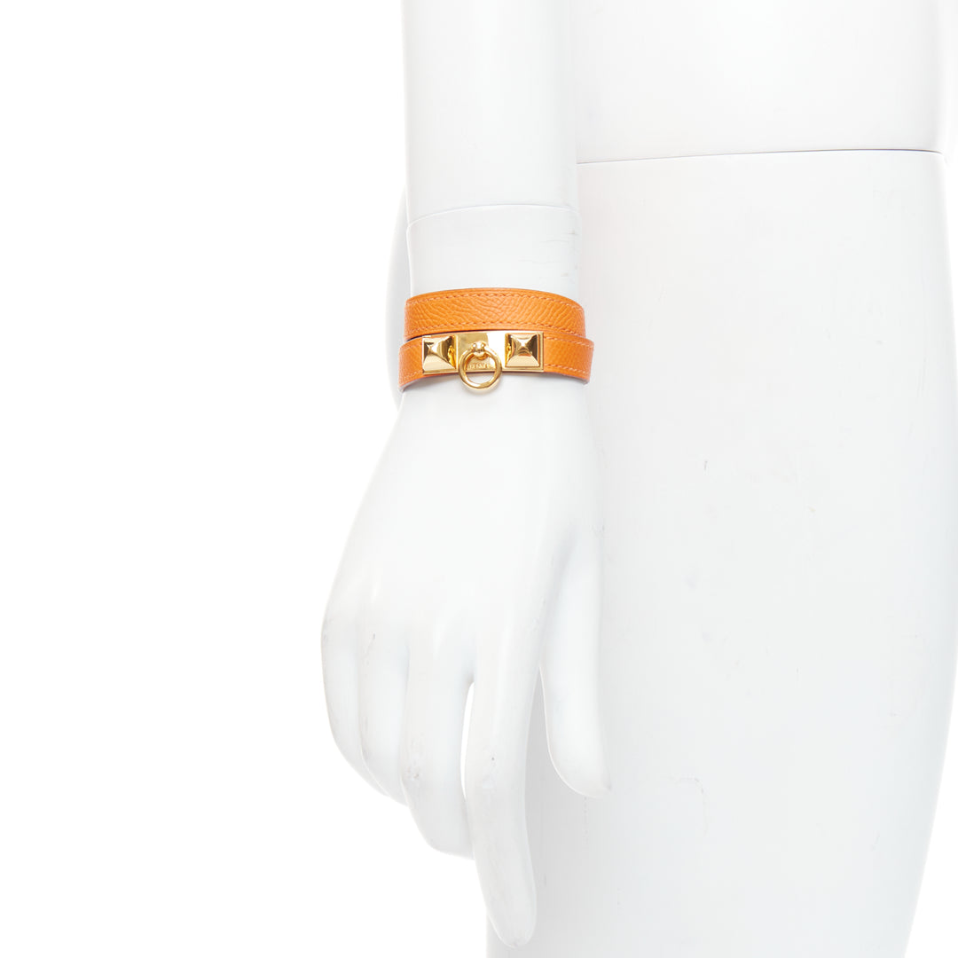 HERMES Rivale Double Tour ange GHW studded double wrap bracelet XS