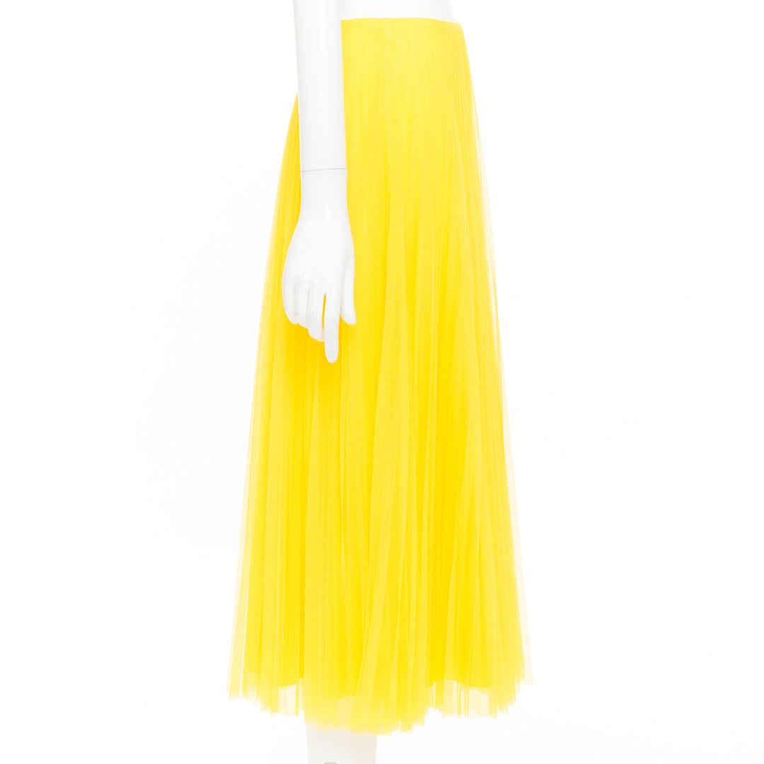 RALPH LAUREN PURPLE LABEL yellow pleated mesh silk lined midi skirt XS US0