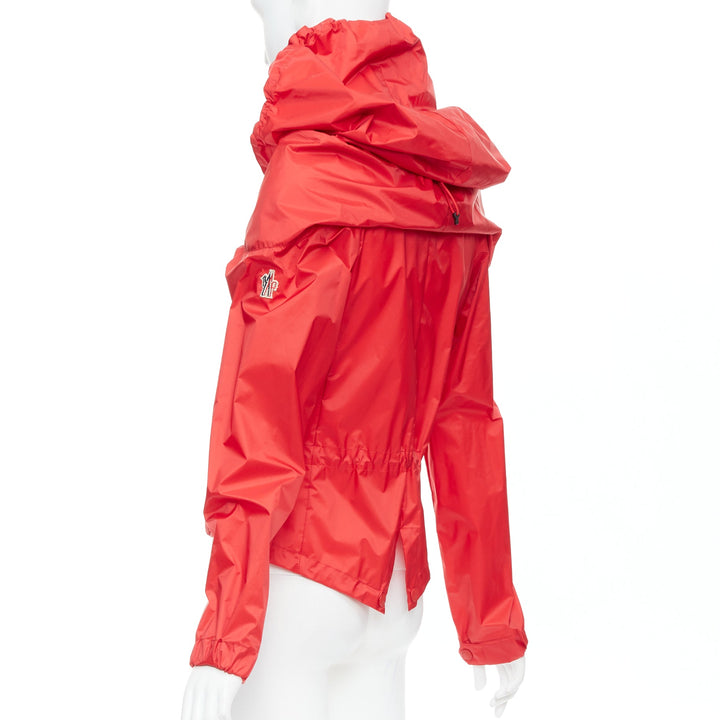 MONCLER Grenoble red oversized hood nylon windbreaker coat Sz0