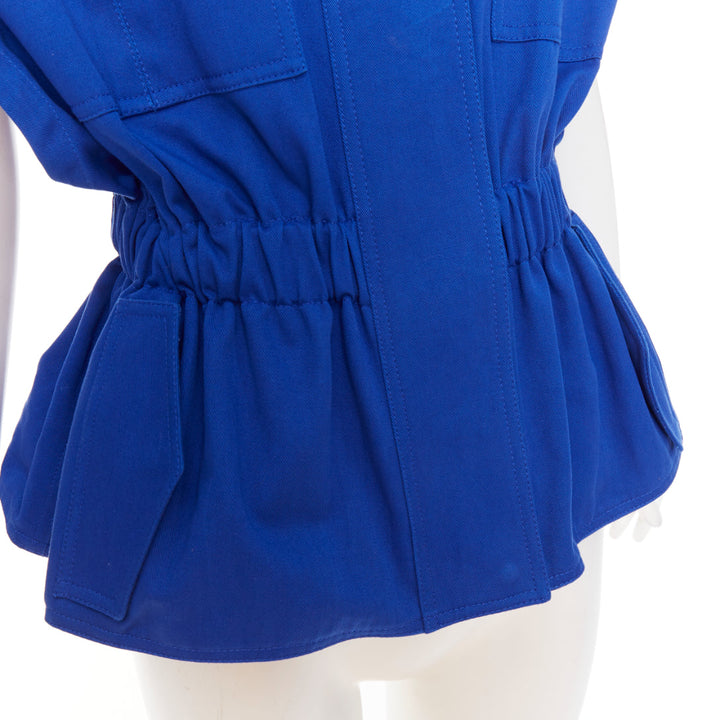 ALEXANDRE VAUTHIER elecrtic blue cinched military safari vest jacket FR36 S